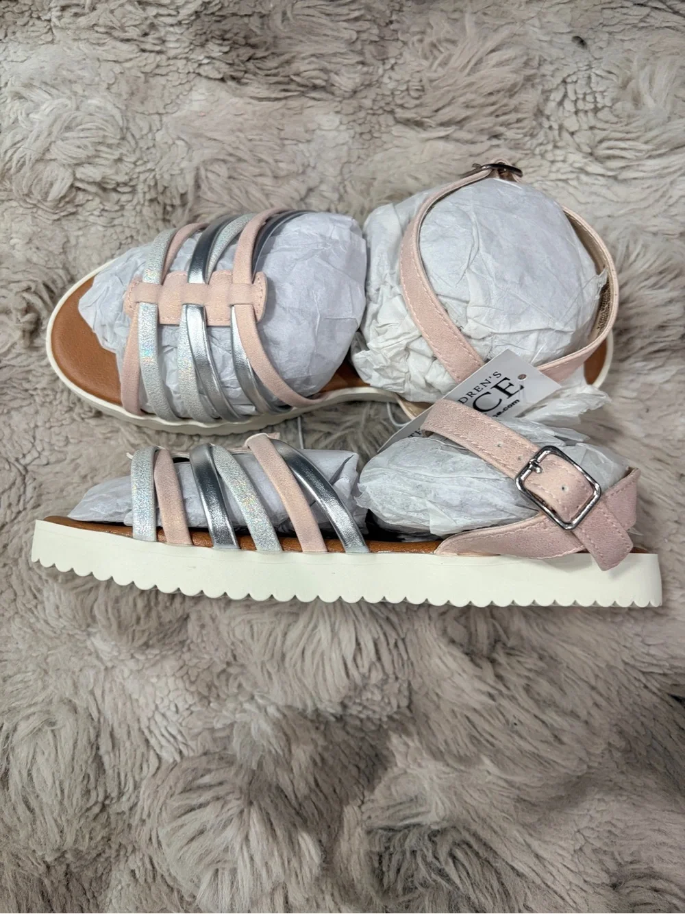 The Children's Place Pink and Silver Strappy Girls' Sandals